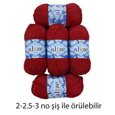 İH5167 - 250 gr. (5 Adet) Alize miss % 100 merserize cotton 280 mt ince  Color 56