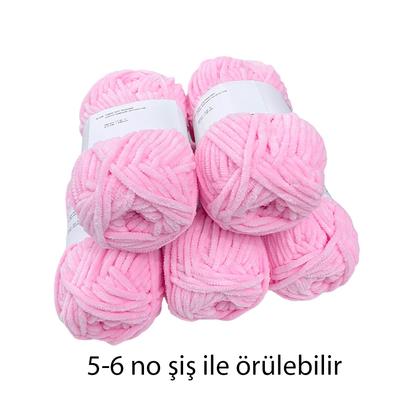 KD572 - 500 gr. (5 Adet) Standart kalınlık pembe Kadife İhraç Fazlası İp