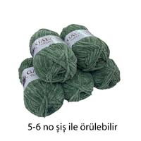 KD575 - 500 gr. (5 Adet) Simli standart kalite Yeşil Kadife İhraç Fazlası İp